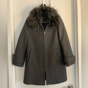 Zara bell sleeve gray coat with faux fur collar